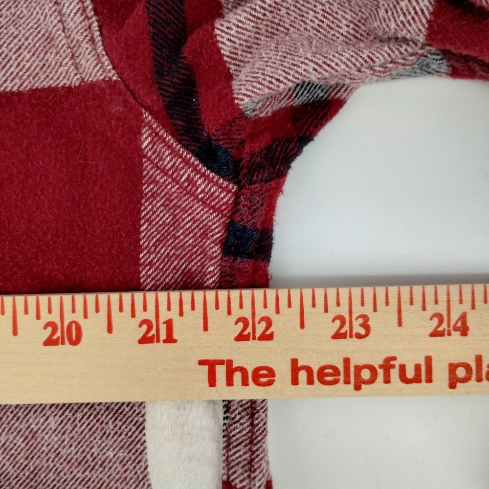 Hollister Mens Flannel Shirt‎ Cranberry White Plaid Button Up Cotton Size Medium - Picture 7 of 9